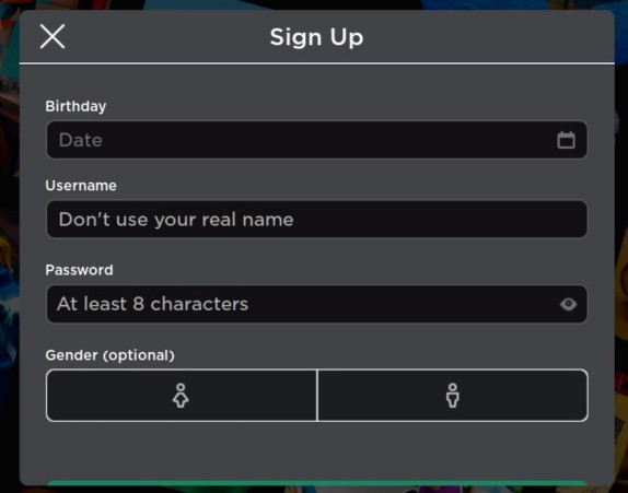 sign up for roblox account