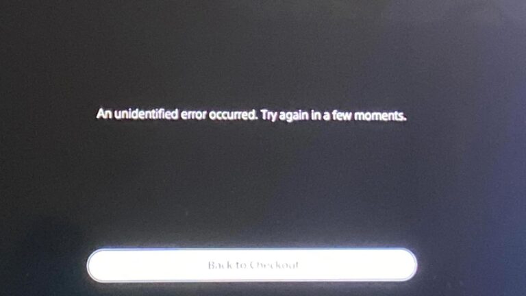 an unidentified error occurred ps5