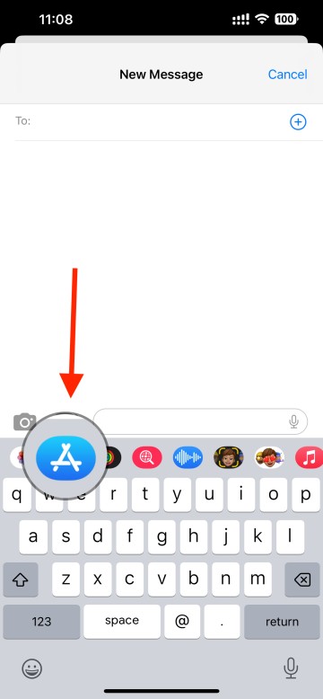 Find App Store icon on imessage