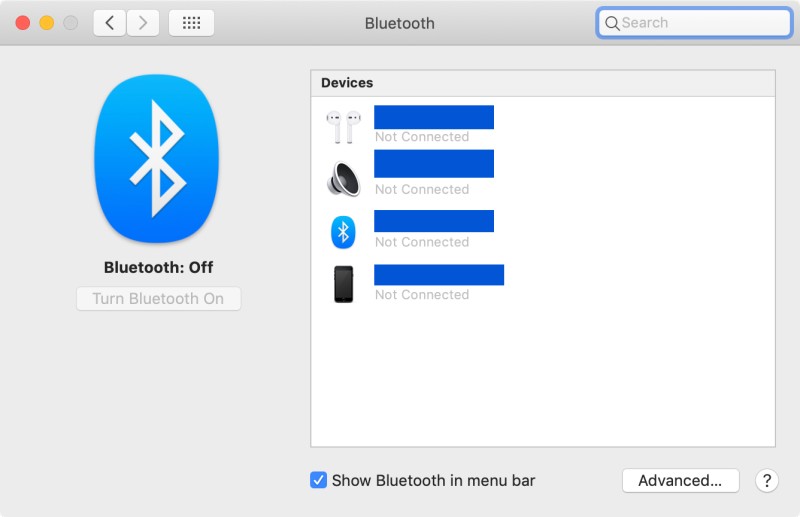 Switch on the Bluetooth Mode on your MacBook