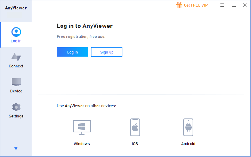 Create an AnyViewer account and log into the account